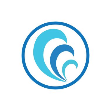Okyanus Dalgası Su Logosu Vektör Çizim Şablonu 