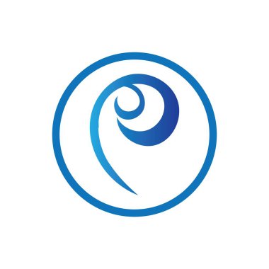 Okyanus Dalgası Su Logosu Vektör Çizim Şablonu 