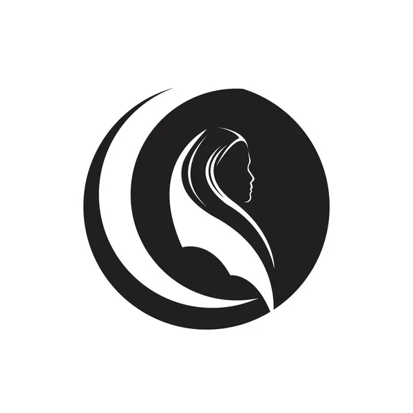 Muslimah Tesettür Logo Şablon Vektör Illüstrasyon Tasarımı — Stok Vektör