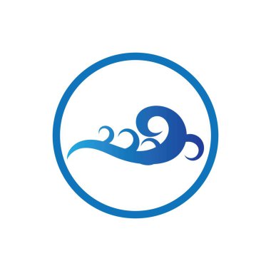 Okyanus Dalgası Su Logosu Vektör Çizim Şablonu 