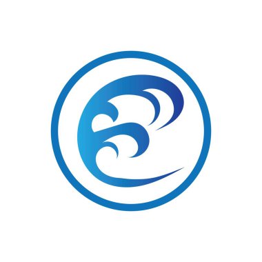 Okyanus Dalgası Su Logosu Vektör Çizim Şablonu 