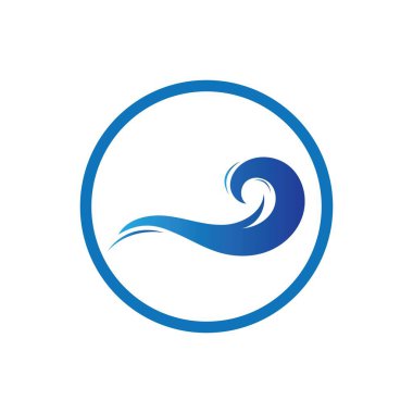 Okyanus Dalgası Su Logosu Vektör Çizim Şablonu 