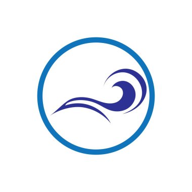 Okyanus Dalgası Su Logosu Vektör Çizim Şablonu 