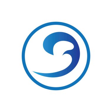 Okyanus Dalgası Su Logosu Vektör Çizim Şablonu 