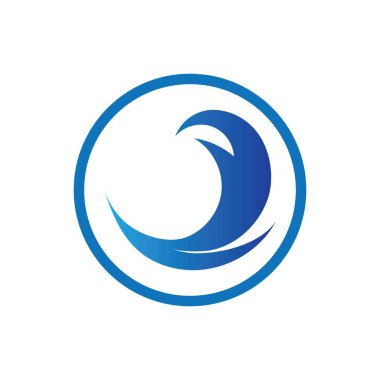 Okyanus Dalgası Su Logosu Vektör Çizim Şablonu 