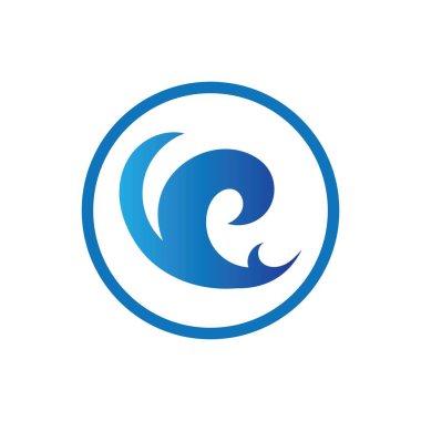 Okyanus Dalgası Su Logosu Vektör Çizim Şablonu 