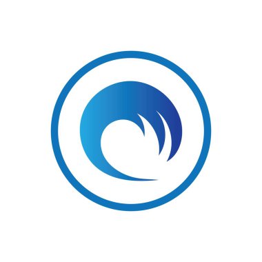 Okyanus Dalgası Su Logosu Vektör Çizim Şablonu 