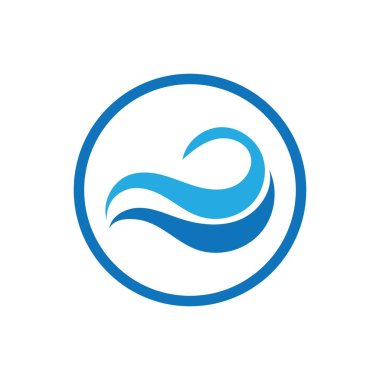Okyanus Dalgası Su Logosu Vektör Çizim Şablonu 