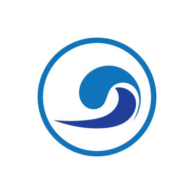 Okyanus Dalgası Su Logosu Vektör Çizim Şablonu 