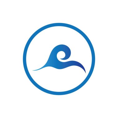 Okyanus Dalgası Su Logosu Vektör Çizim Şablonu 
