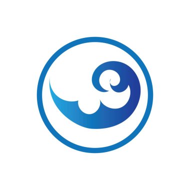 Okyanus Dalgası Su Logosu Vektör Çizim Şablonu 
