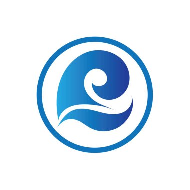 Okyanus Dalgası Su Logosu Vektör Çizim Şablonu 