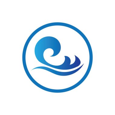 Okyanus Dalgası Su Logosu Vektör Çizim Şablonu 