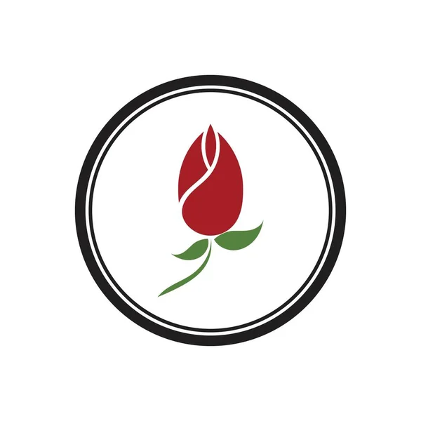 Hermoso Logotipo Contorno Con Flor Rosa Para Boutique Salón Belleza — Vector de stock