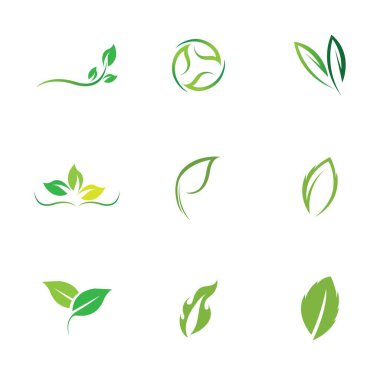 Yeşil yapraklı ekoloji doğa element vektörü logoları