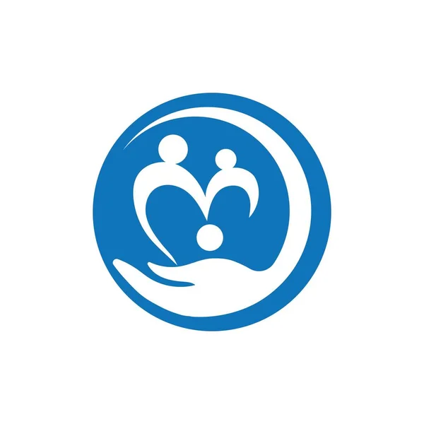 Cuidado Familiar Amor Logotipo Vetor Ilustração Design — Vetor de Stock
