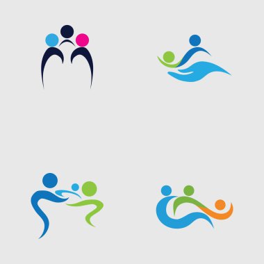 Aile bakımı aşk logosu seti ve semboller çizim tasarımı