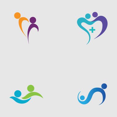 Aile bakımı aşk logosu seti ve semboller çizim tasarımı