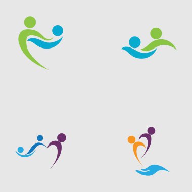 Aile bakımı aşk logosu seti ve semboller çizim tasarımı