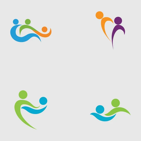 Familie Zorg Liefde Logo Set Symbolen Illustratie Ontwerp — Stockvector
