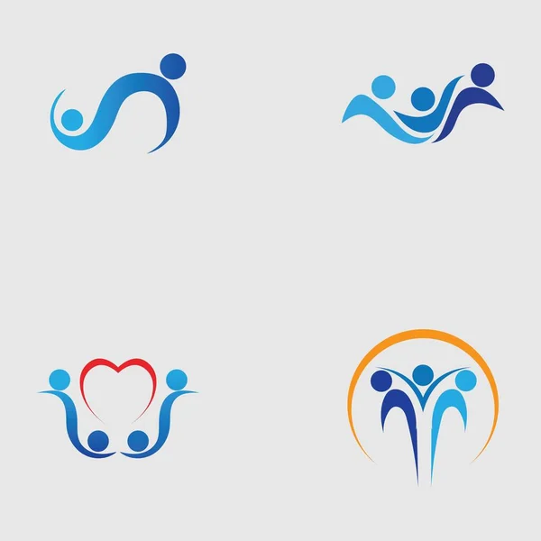 Cuidado Familiar Amor Logotipo Conjunto Símbolos Ilustração Design — Vetor de Stock