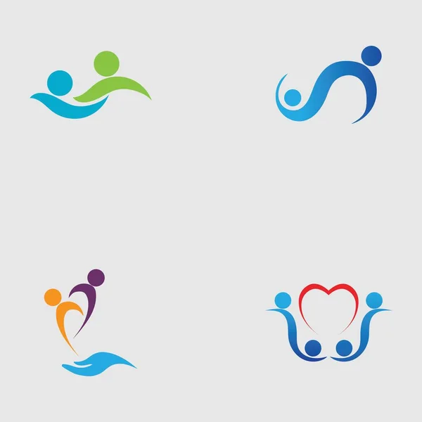 Aile Bakımı Aşk Logosu Seti Semboller Çizim Tasarımı — Stok Vektör