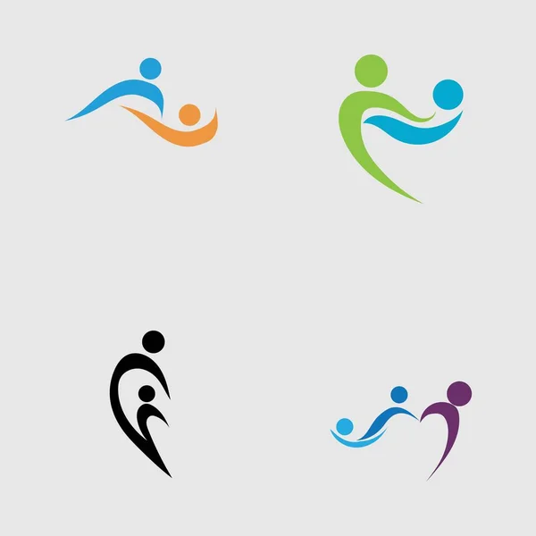Familie Zorg Liefde Logo Set Symbolen Illustratie Ontwerp — Stockvector