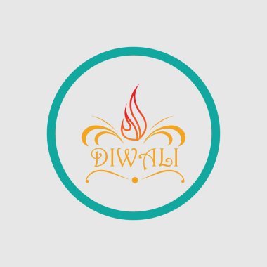 Geleneksel mutlu diwali kutlaması teması üzerine vektör logosu çizimi