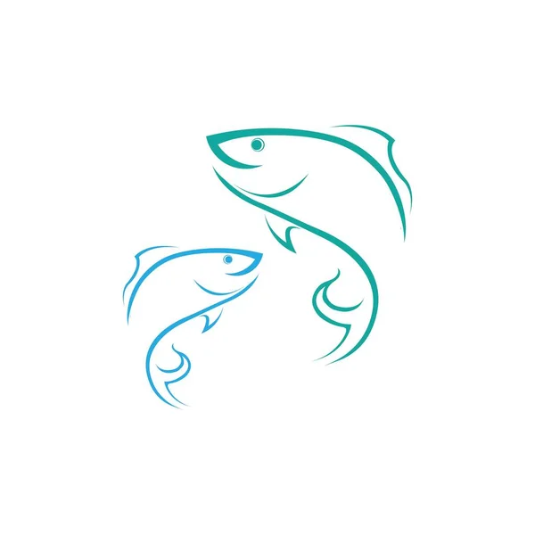 Fresco Fish Logo Plantilla Icono Vector Ilustración Diseño — Vector de stock