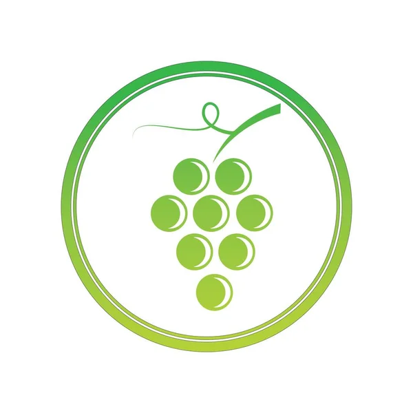 Groene Verse Druiven Pictogram Vector Illustratie Ontwerp Template — Stockvector