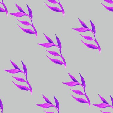 Yapraklar mor renkte taç yapraklı bir dal desen bahar ve yaz çimenlerin büyüdüğü bir desen.