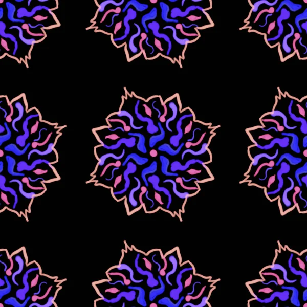 Μπλε Ροζ Μοτίβο Λουλούδι Πέταλα Ένα Ελαφρύ Περίγραμμα Symmetrica Unless — Φωτογραφία Αρχείου
