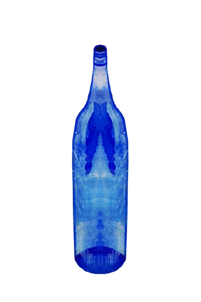 Vidrio Botella Azul Con Cuello Estrecho Recipiente Vidrio —  Fotos de Stock