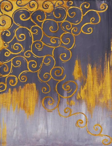 Złoty Wzór Kandelabra Loki Szarym Tle Abstrakcyjny — Zdjęcie stockowe