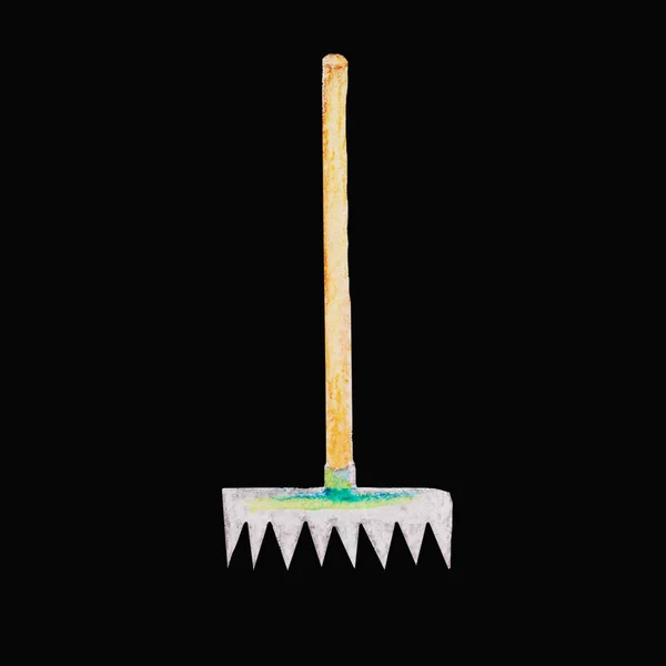 Garden Tools Cultivating Land Garden Plot Shovel Rake Metal Wooden — Stock Photo, Image