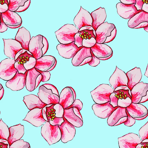 Magnólie Květina Kvetoucí Větvička Abstraktní Růžový Vzor Jemnými Okvětními Lístky — Stock fotografie