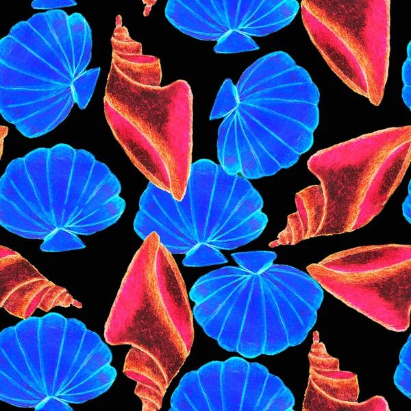 Conchiglie Vongole Luminoso Colorato Rosso Bambini Blu Giallo Lilla Diverse — Foto Stock