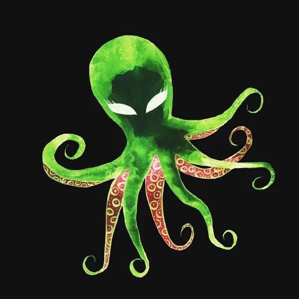 Octopus Tentacles Eyes Alien Lives Water Sea Ocean Bright Green — Stock Photo, Image