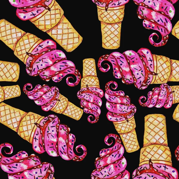 Мороженое Сладкое Холодное Вкусное Ярко Розовое Клубничным Вишнево Голубым Небом — стоковое фото