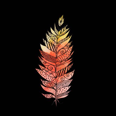 Tüyler, soyut turuncu ve bej renkler desenli, havadar, süzülen fantastik