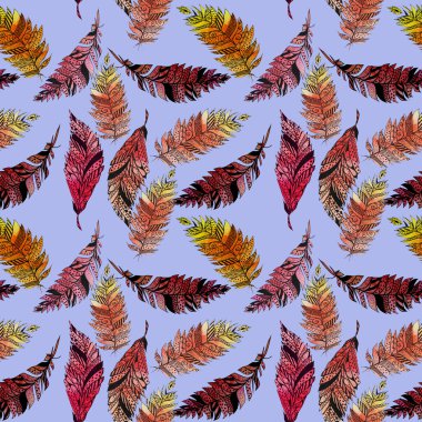 Tüyler, soyut turuncu ve bej renkler desenli, havadar, süzülen fantastik