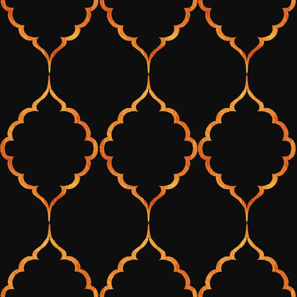 Moroccan Scandinavian Oriental Pattern Background Wallpaper Gold Black Pattern Seam — Stock Photo, Image