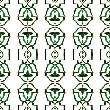 Yeşil bir desen, zümrüt renkli nilüfer, altın bir kenarı, dikişsiz duvar kağıdı, pahalı zengin bir zemin.