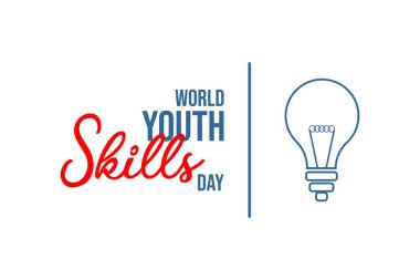  Dünya Gençlik Yetenekleri Günü, tatil konsepti. Arkaplan, web afişi, kart, poster, yazılı tişört şablonu