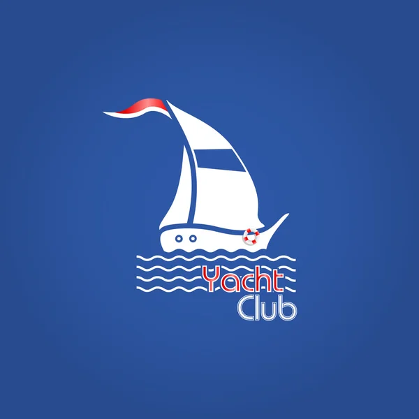 Mavi bir arka plan üzerinde yat kulübü logosu. Vektör illustation.