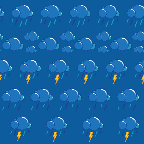 Bulutlar, yağmur ve ışıklı parlak ve Derma seamless modeli — Stok Vektör
