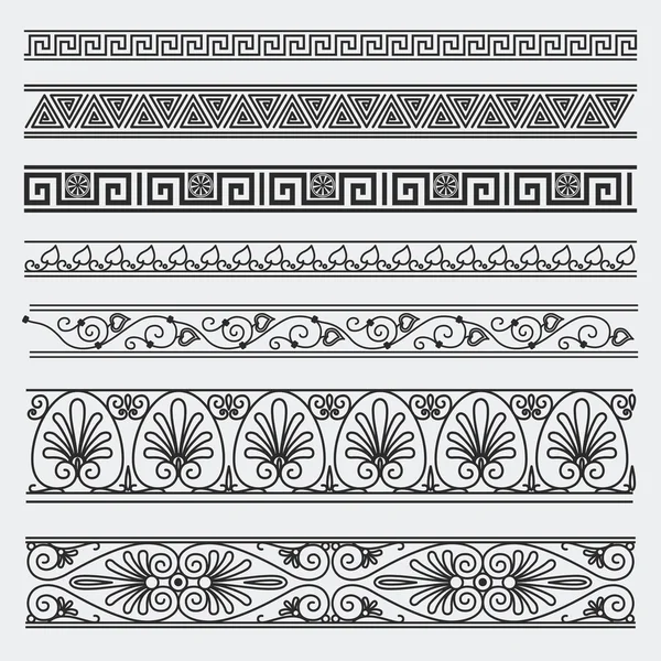 Грецька безшовні візерунки, текстури, чорні з сірим фоном ПА — стоковий вектор