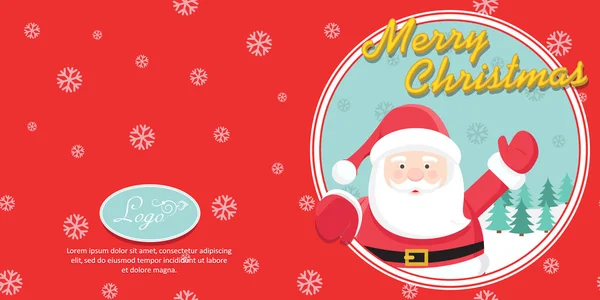 Bir neşeli Noel Baba ile neşeli Noel kartı. Vektör illustr