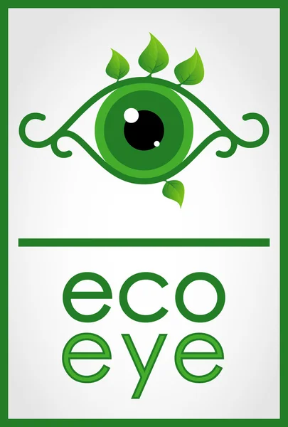 Eko göz logo yeşil bir çerçeve içinde. Vektör çizim.