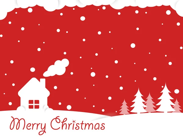 Kırmızı renk neşeli Noel kartı. Vektör çizim.
